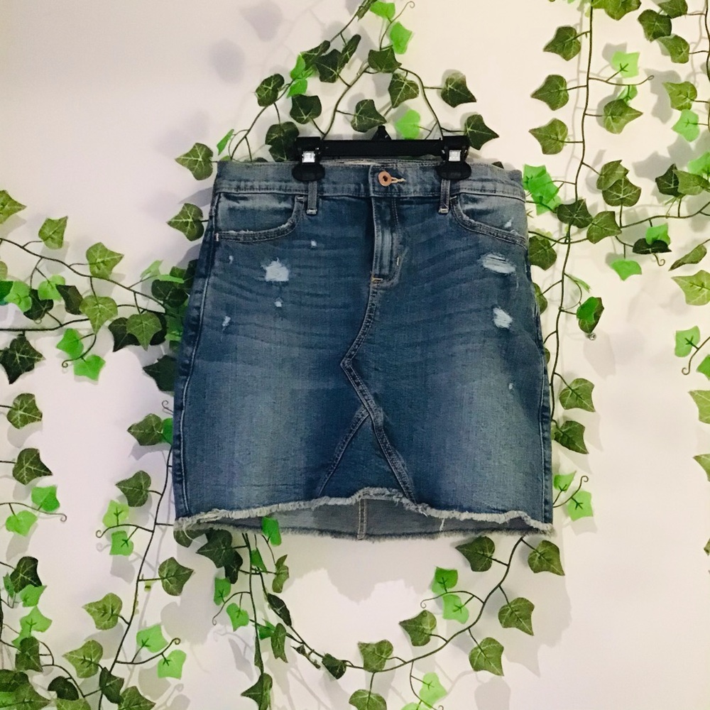 Abercrombie jean skirt medium with rips NWT